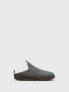 Gray Closed Mules