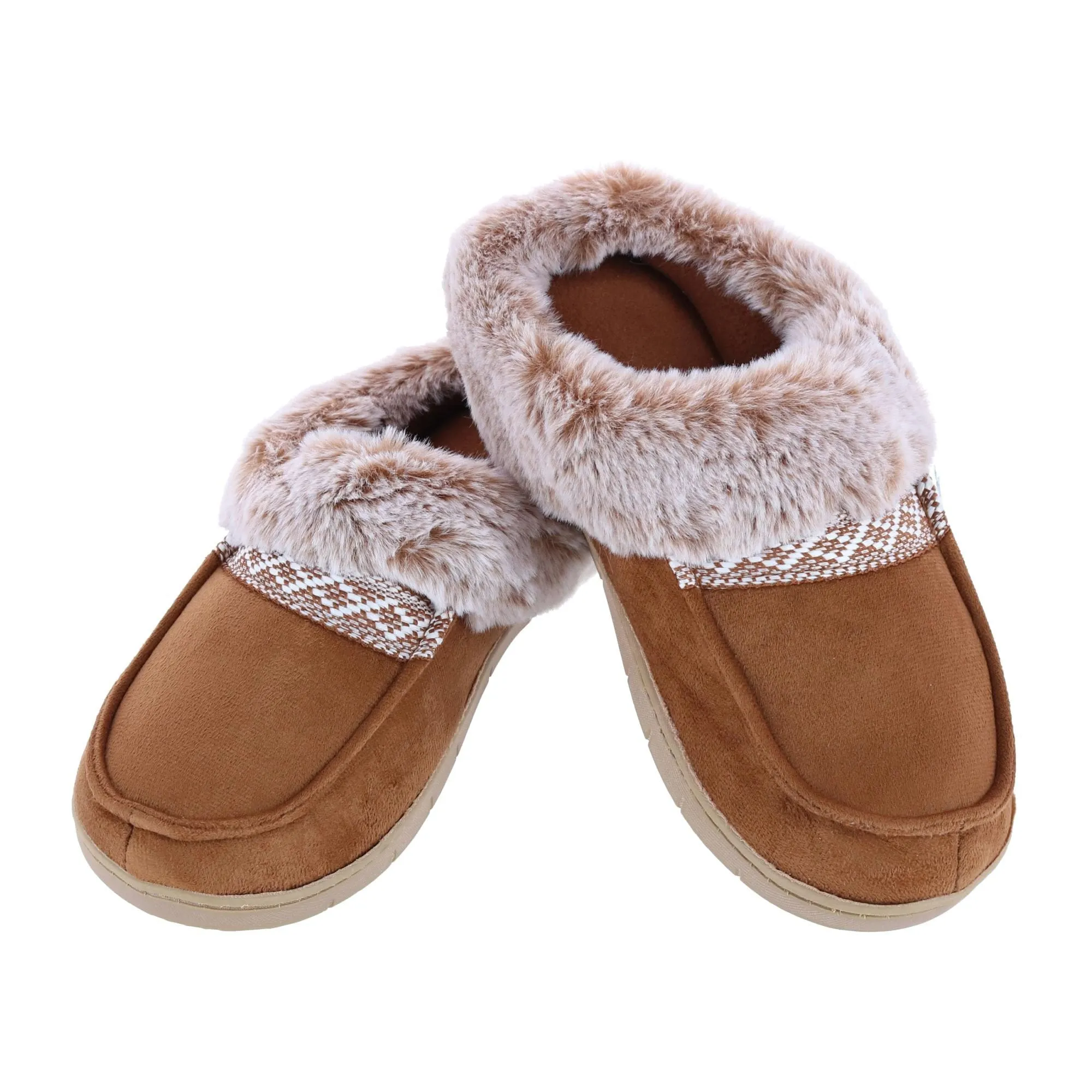Isotoner Women's Recycled Microsuede and Faux Fur Hoodback Slipper