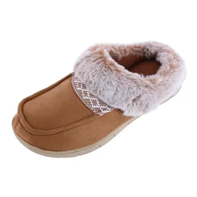Isotoner Women's Recycled Microsuede and Faux Fur Hoodback Slipper