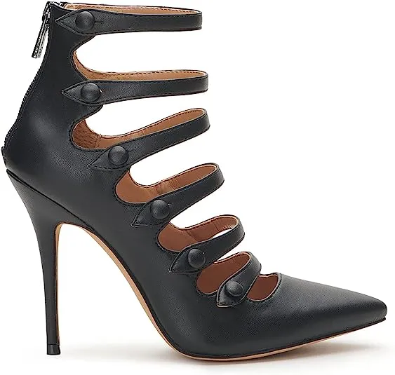 Jessica Simpson Winka Black Caged Back Zipper Pointed Toe Stiletto Heel Pumps