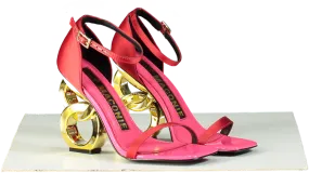Kat Maconie Red/Gold Ankle Strap Sandal with Unique Heel UK 4