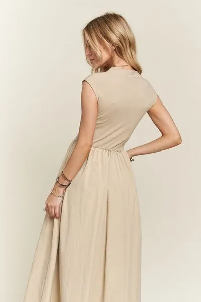 Khaki Cap Sleeve Maxi Dress