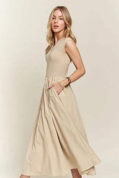 Khaki Cap Sleeve Maxi Dress