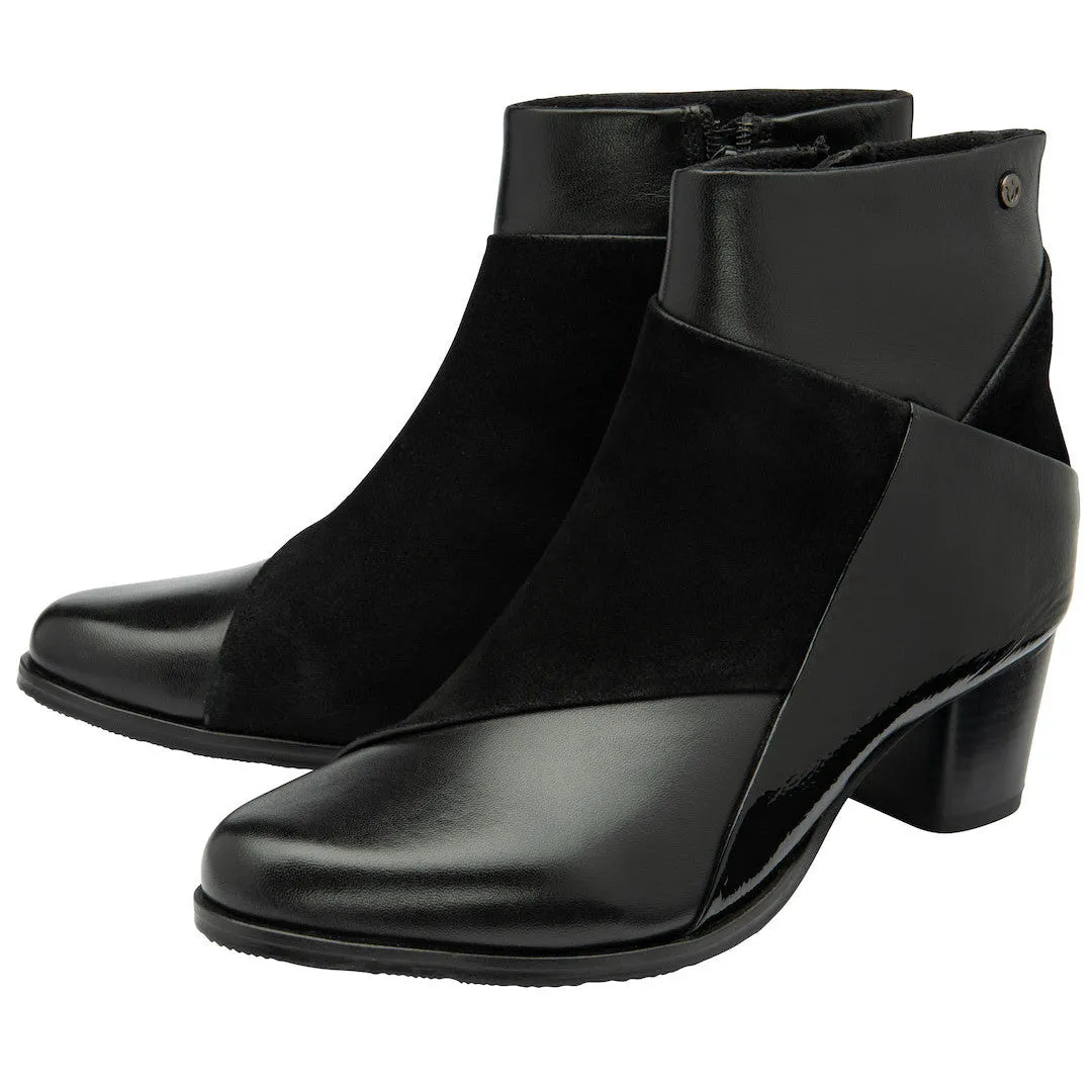 Lotus Booker Ladies Navy Leather Side Zip Ankle Boots