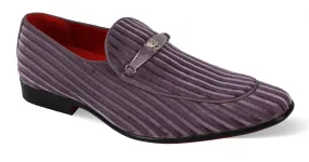Mens Light Purple Striped Velvet Loafers Dress Shoes After Midnight 6946