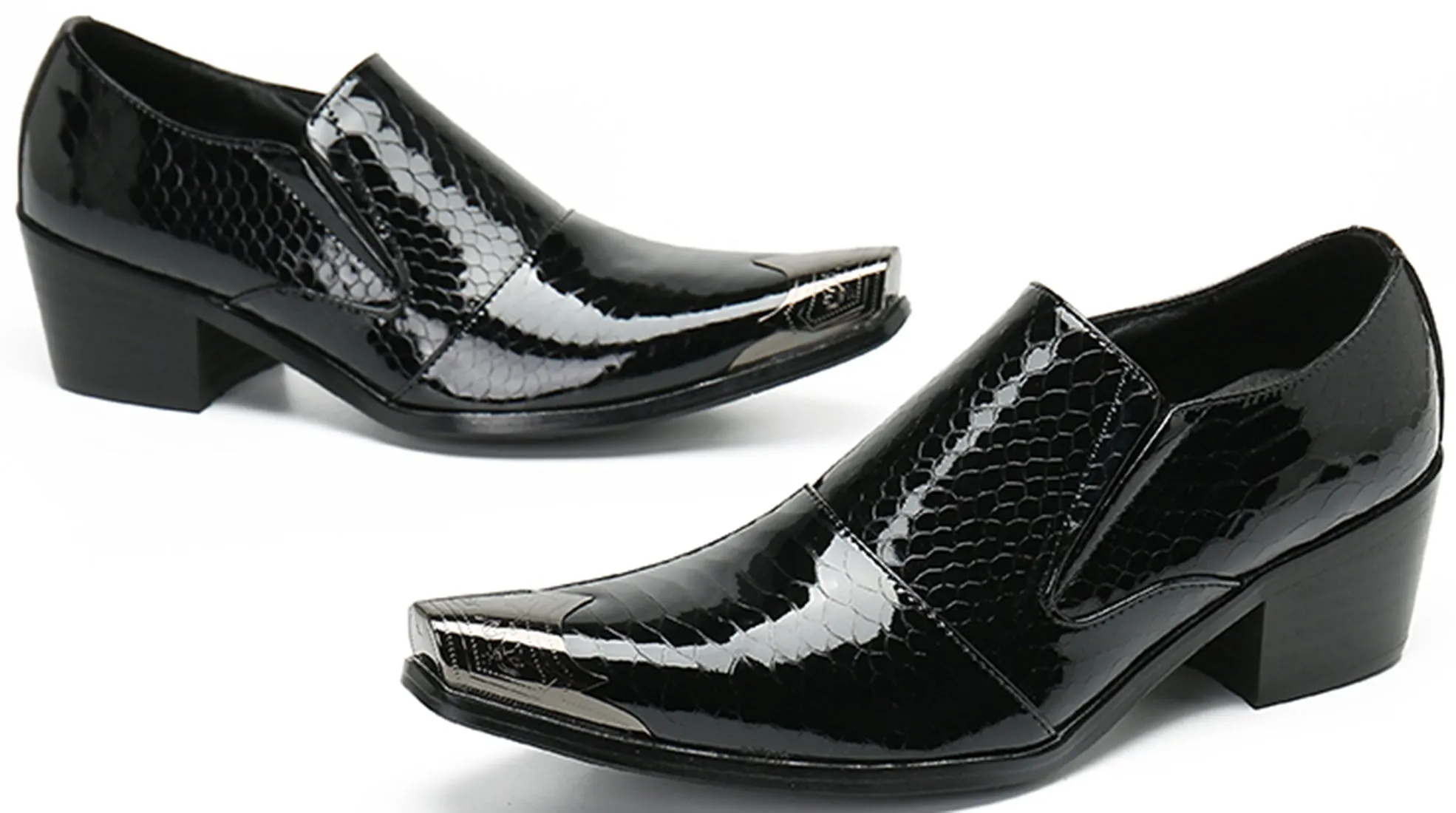 Men's Metal Tip Rivet Cuban Heel Opera Pumps