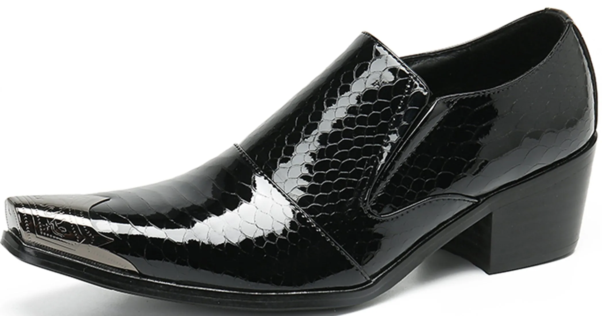 Men's Metal Tip Rivet Cuban Heel Opera Pumps