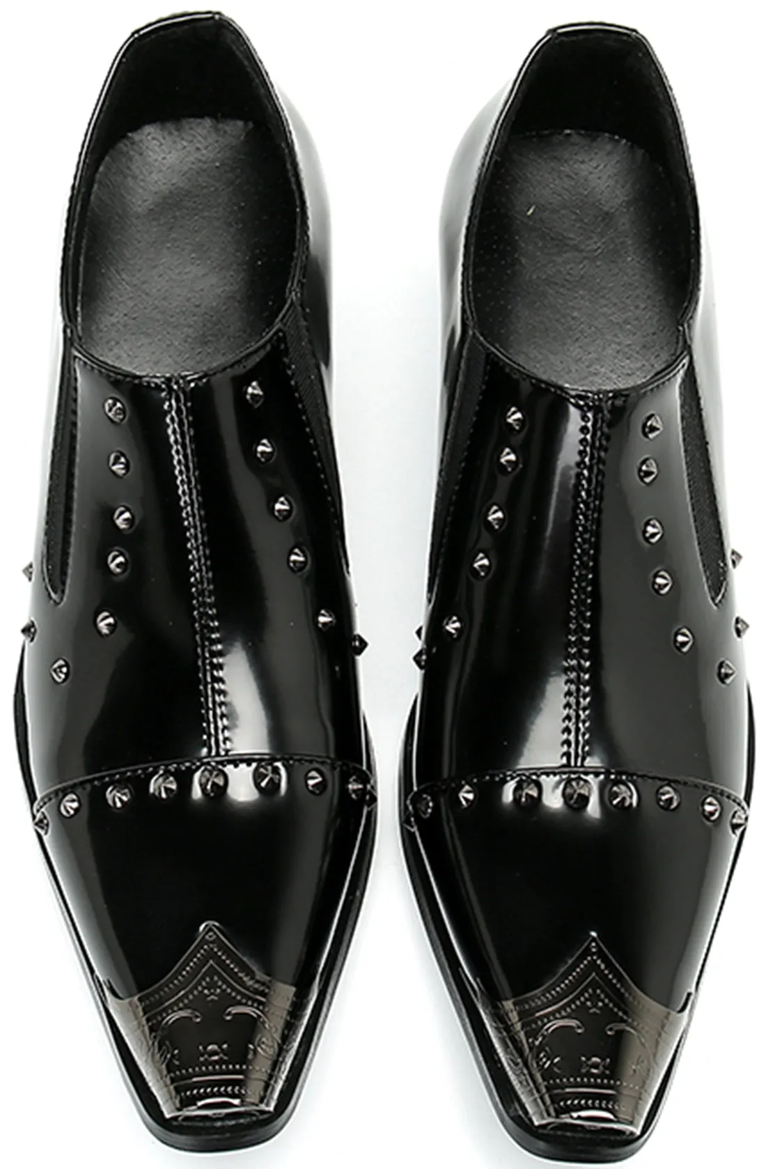 Men's Metal Tip Rivet Cuban Heel Opera Pumps
