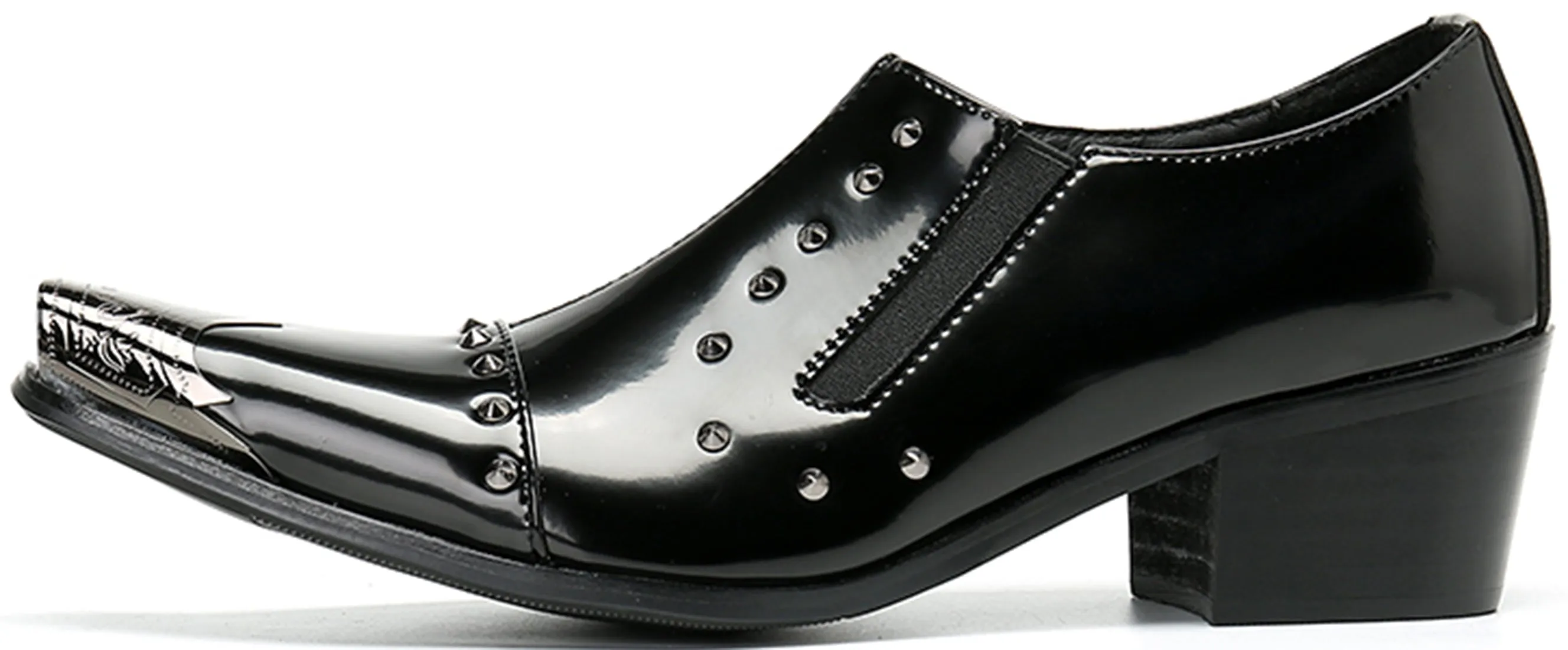 Men's Metal Tip Rivet Cuban Heel Opera Pumps