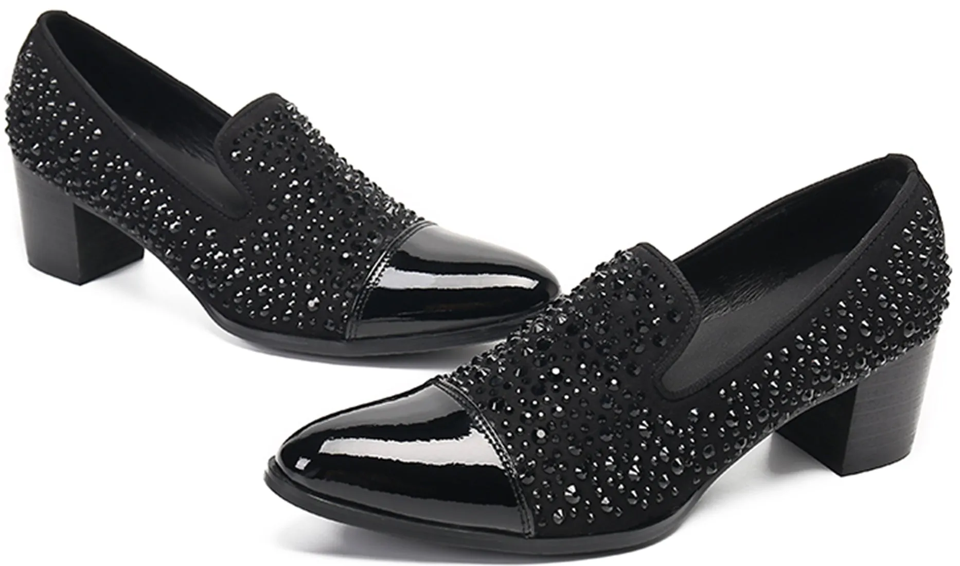 Men's Metal Tip Rivet Cuban Heel Opera Pumps
