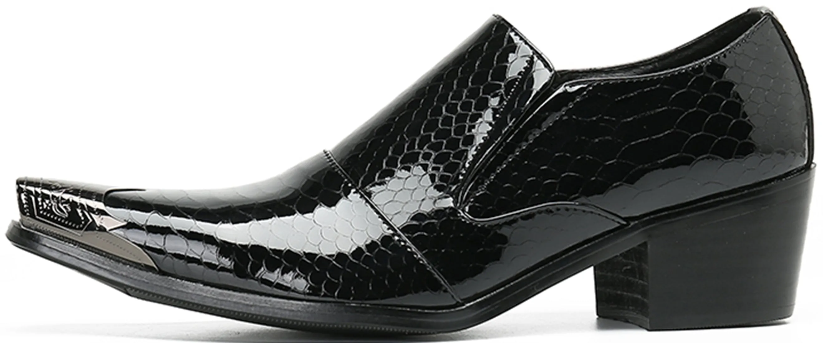 Men's Metal Tip Rivet Cuban Heel Opera Pumps