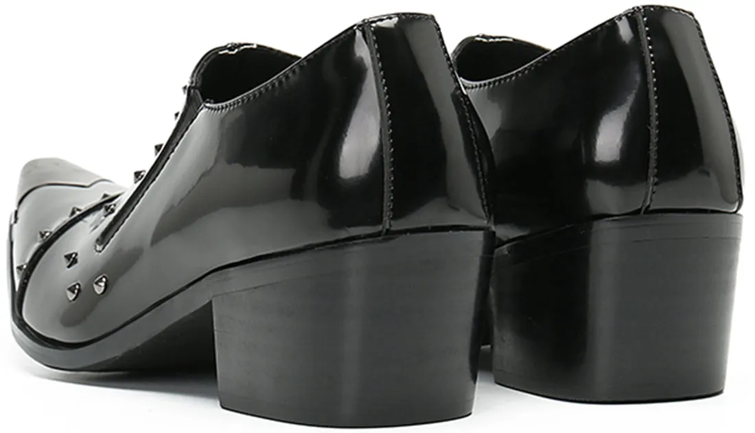 Men's Metal Tip Rivet Cuban Heel Opera Pumps
