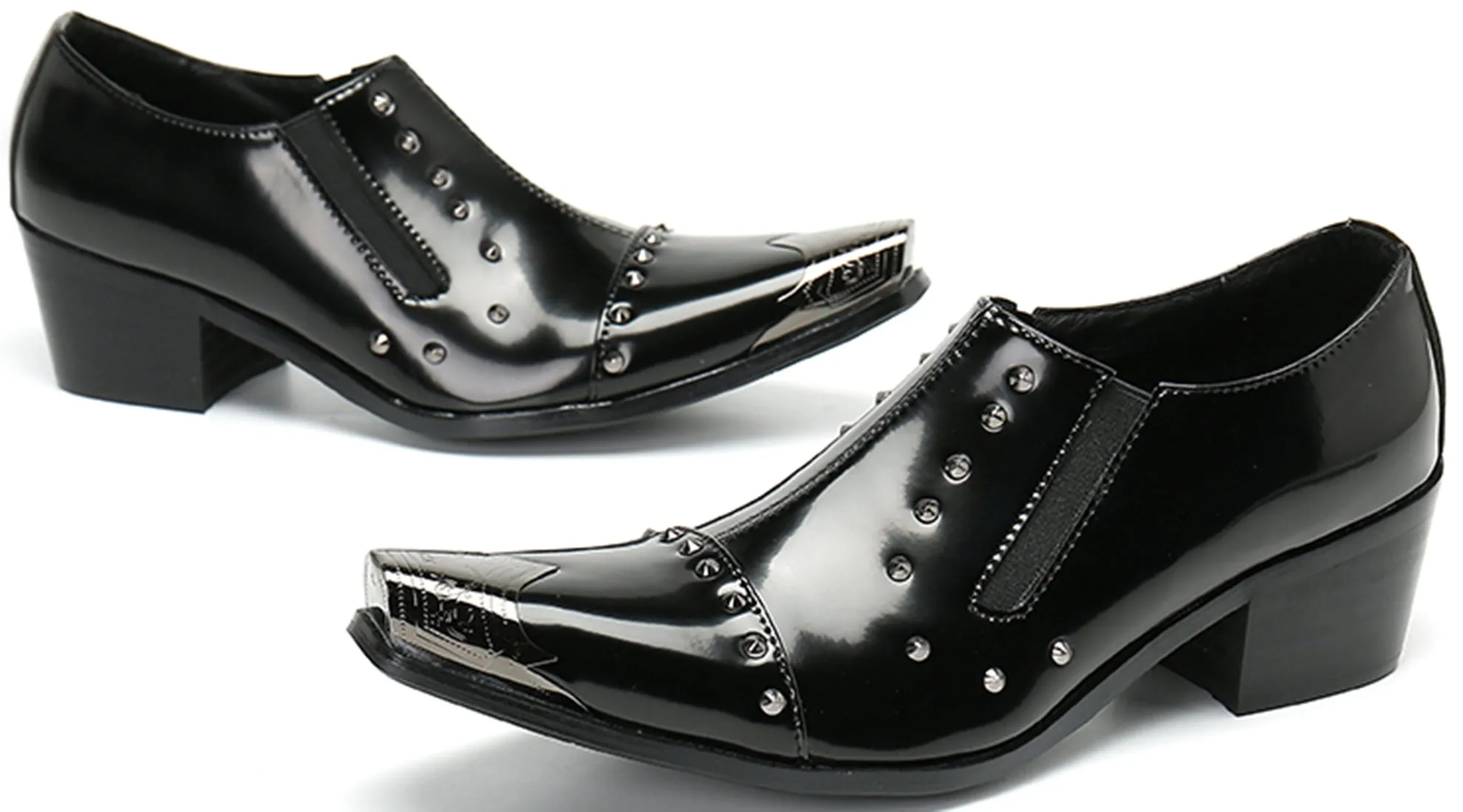 Men's Metal Tip Rivet Cuban Heel Opera Pumps