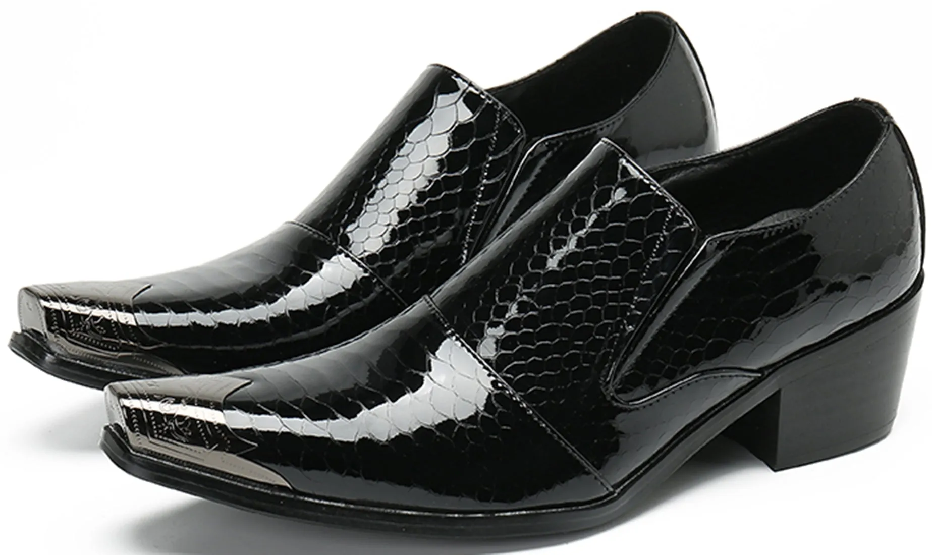 Men's Metal Tip Rivet Cuban Heel Opera Pumps