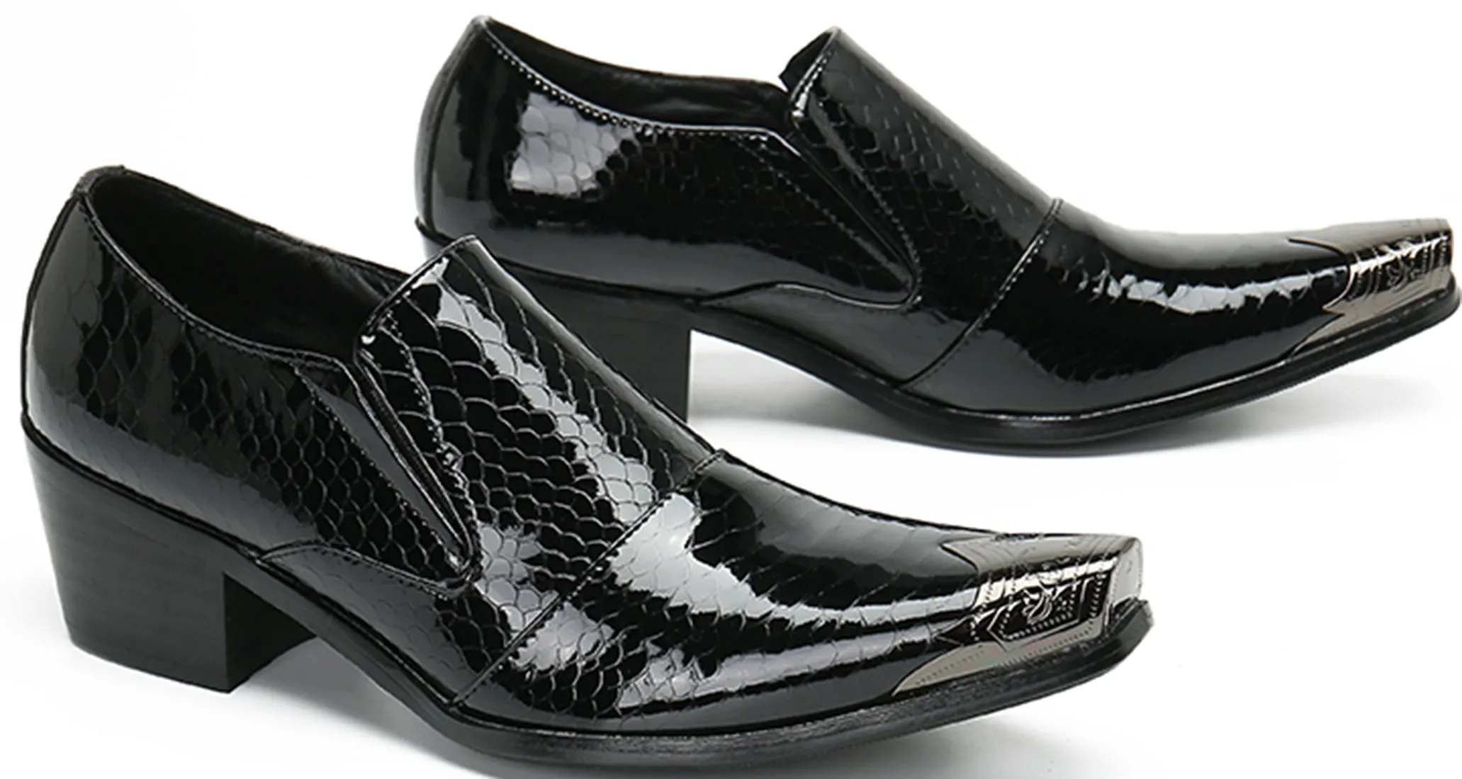 Men's Metal Tip Rivet Cuban Heel Opera Pumps