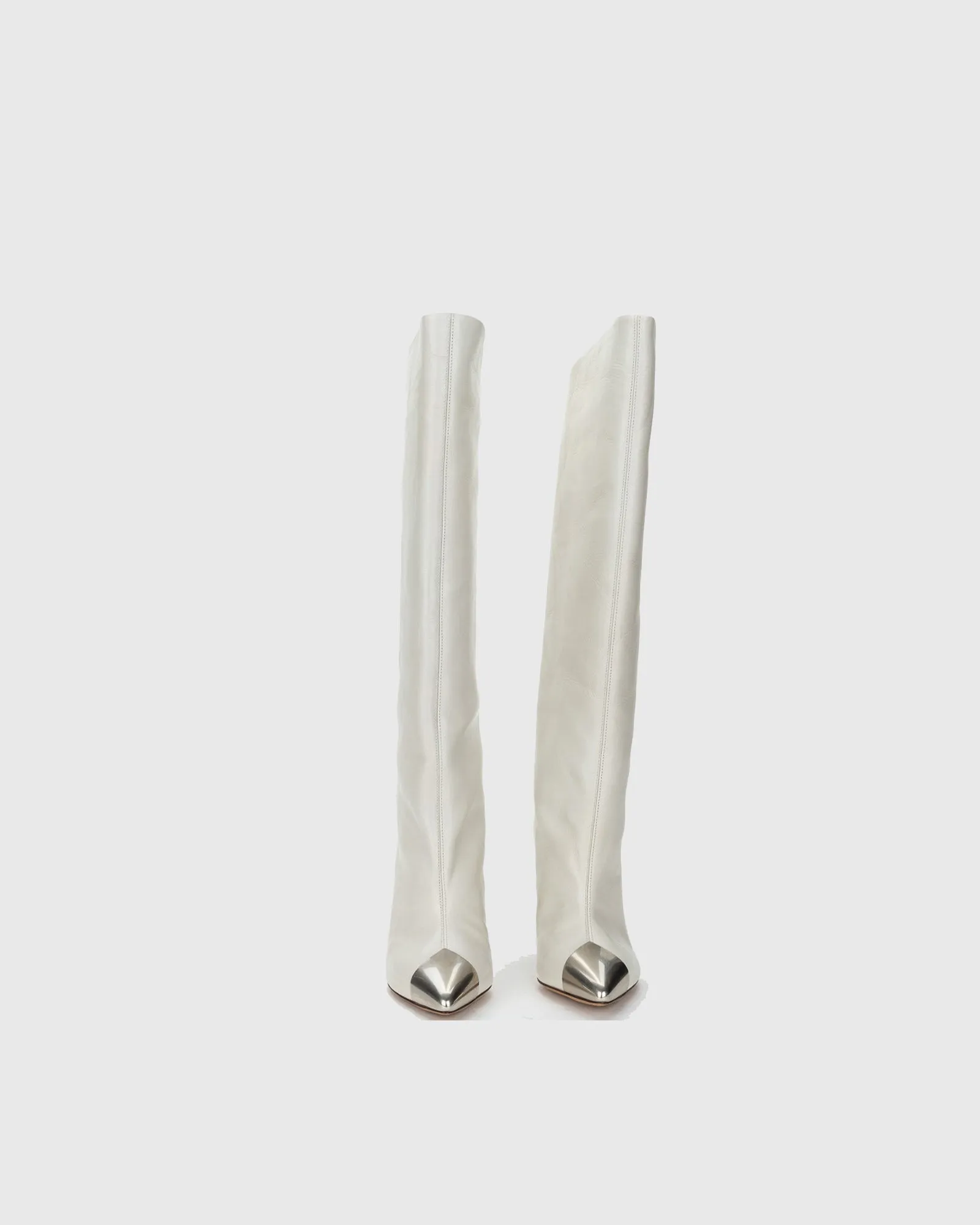 Ninfa Metal Toe Knee High Boots In White