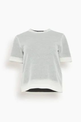 Powell Sheer Knit Top in Off White/Black
