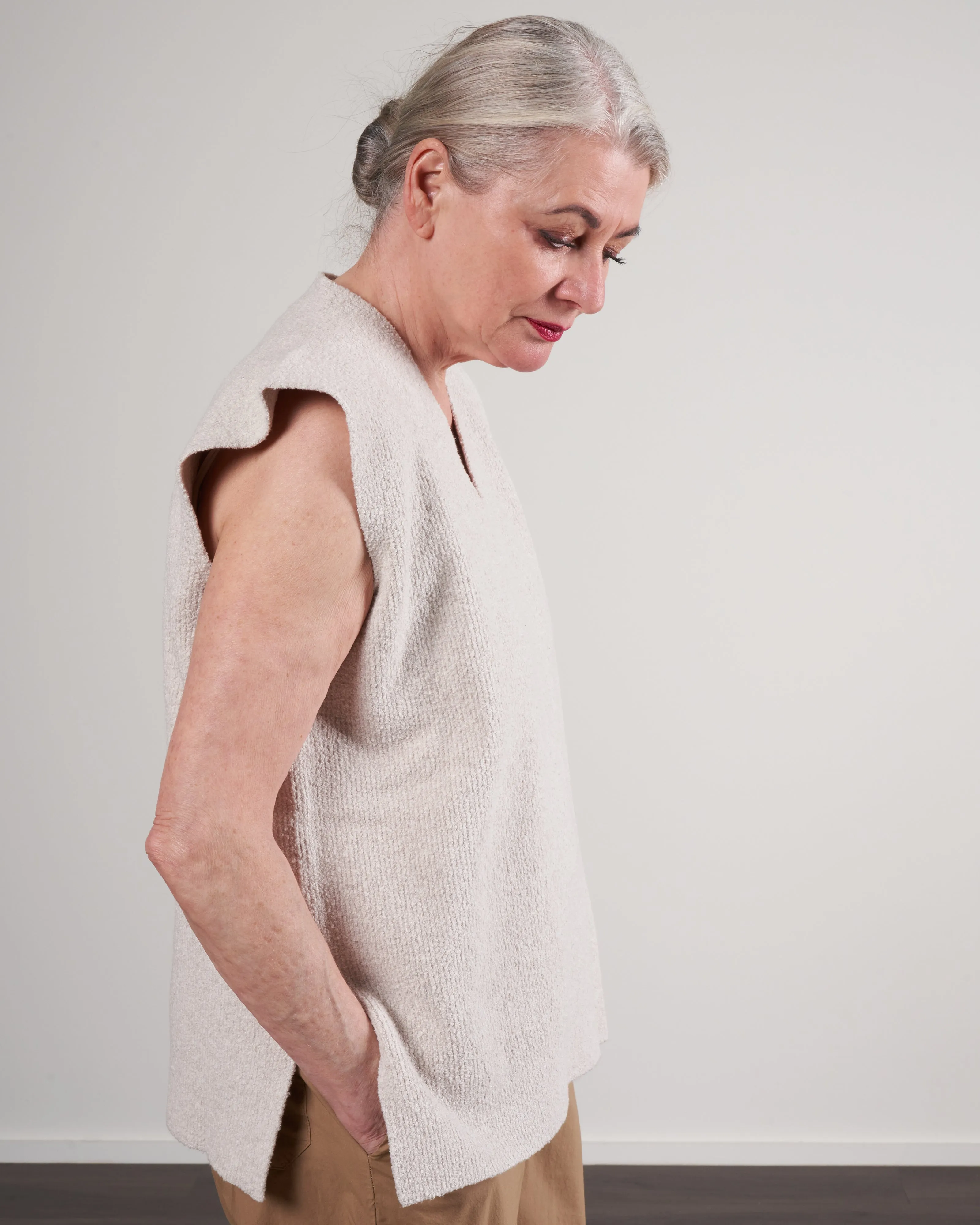 rib vest - chalk