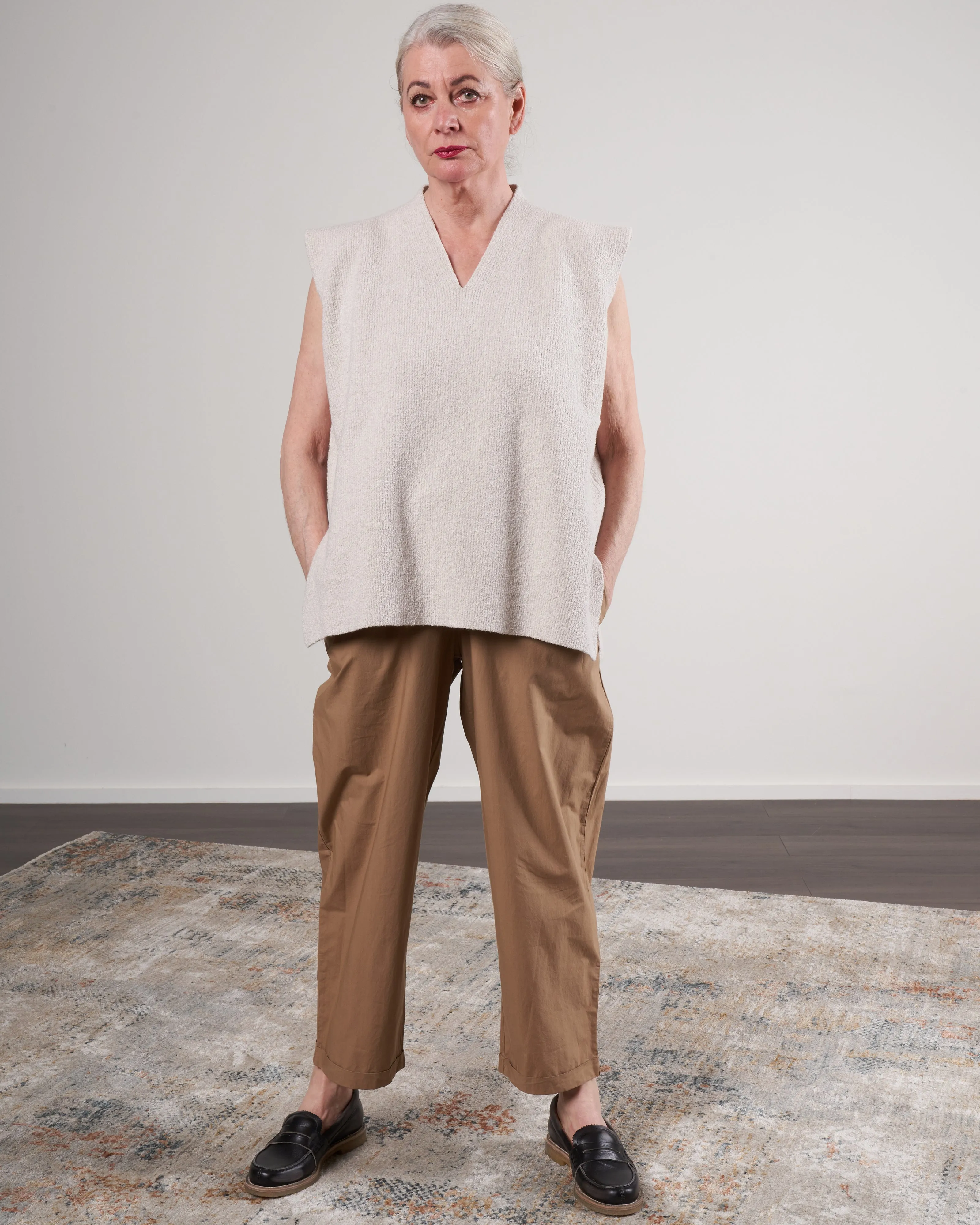 rib vest - chalk