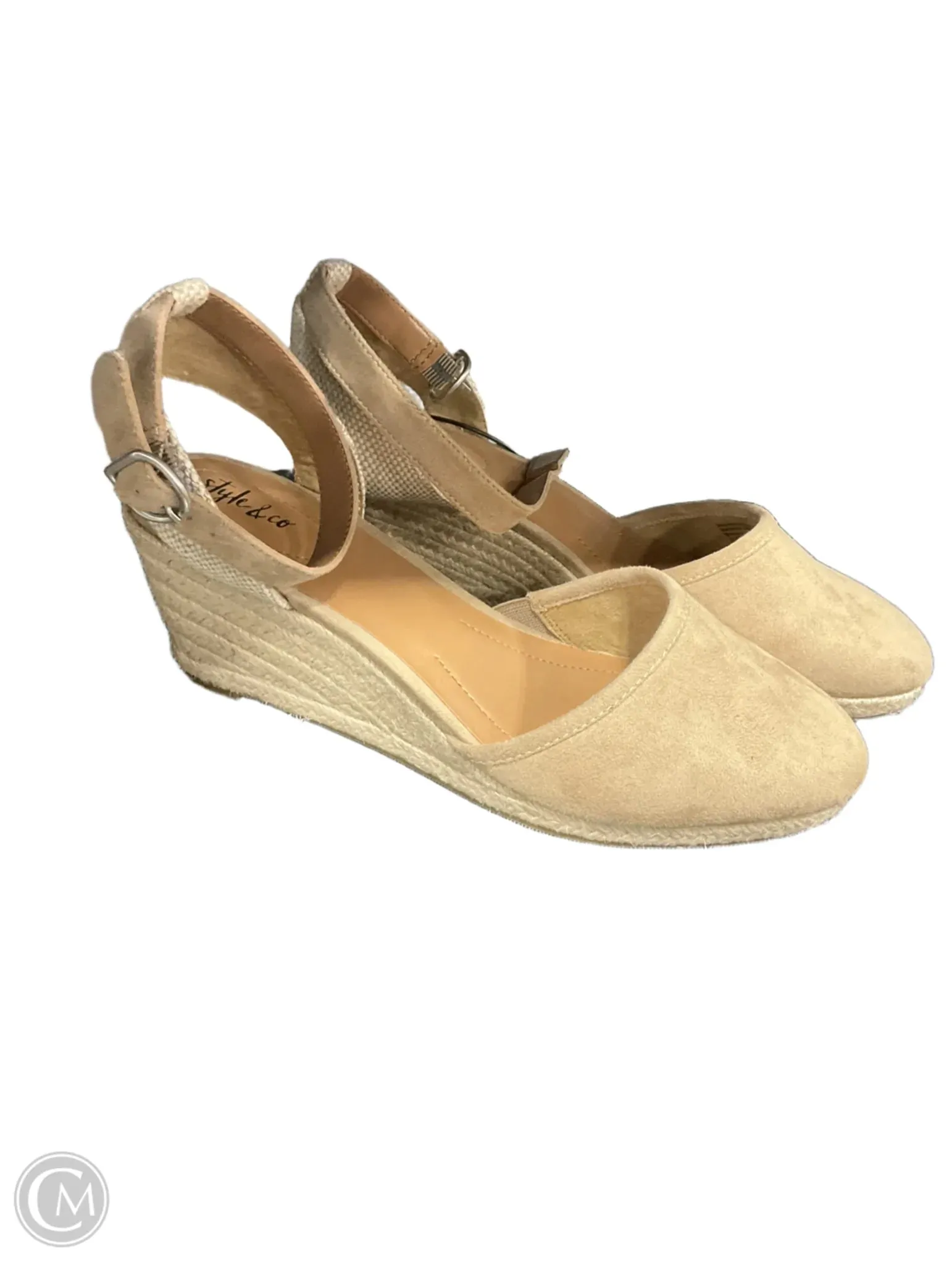 Sandals Heels Wedge By Style And Company In Beige, Size: 8