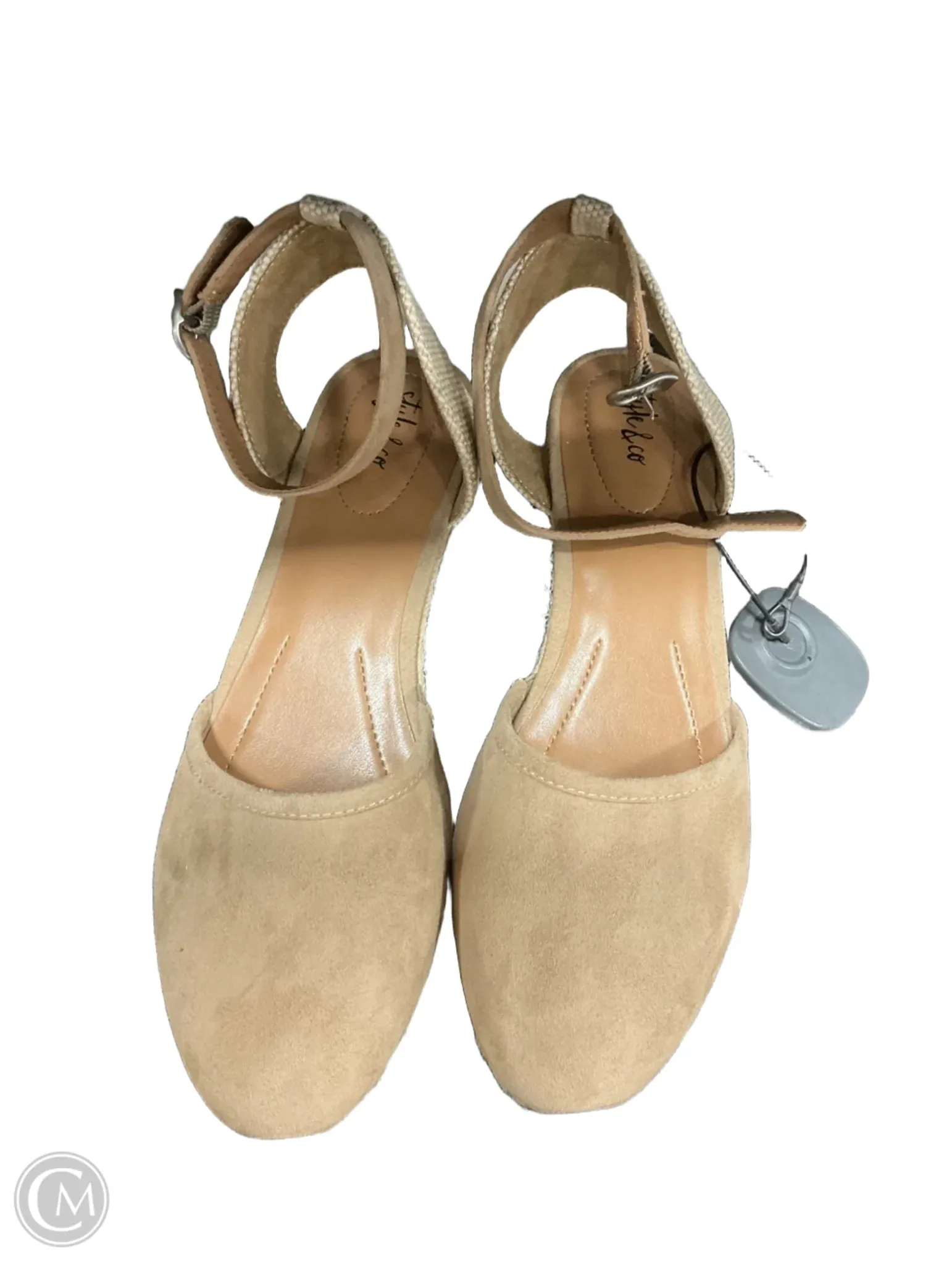 Sandals Heels Wedge By Style And Company In Beige, Size: 8