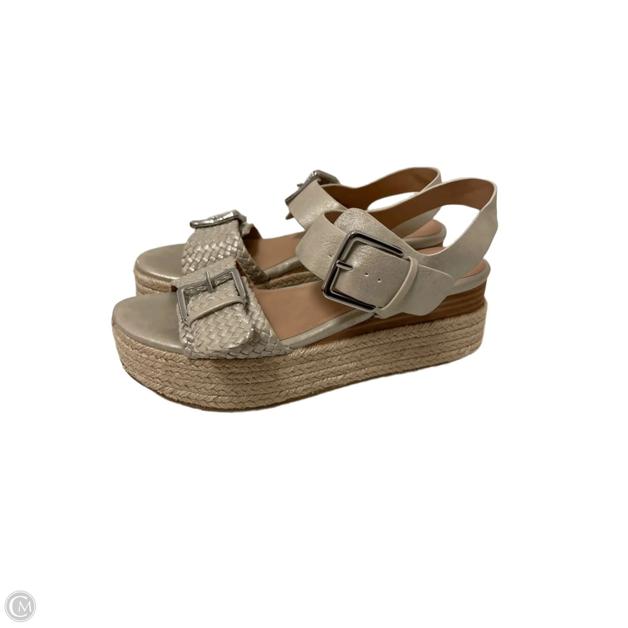 Sandals Heels Wedge By Wonderly In Gold, Size: 8