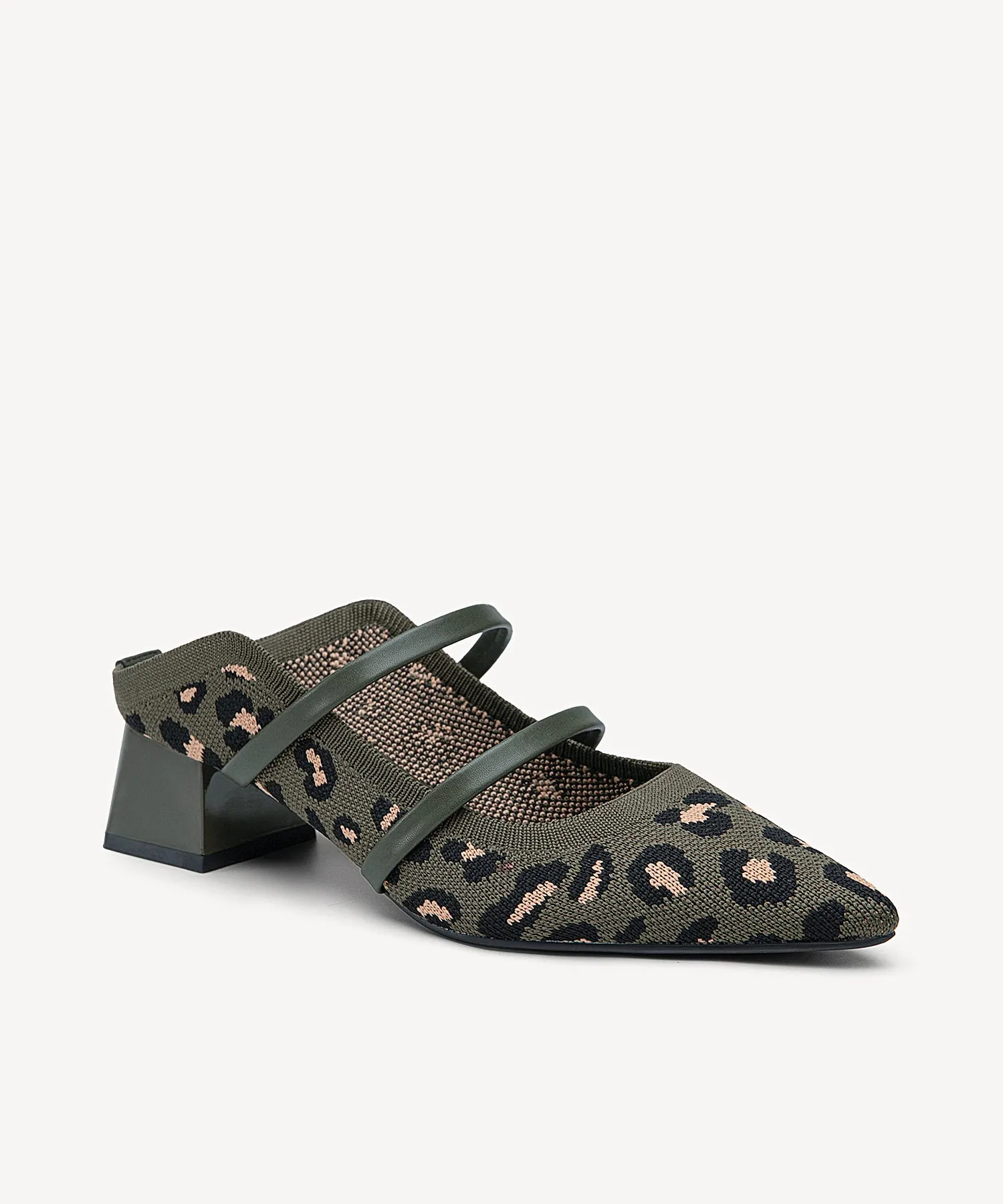 SoftWave Cut Out Block Heeled Mules leopard