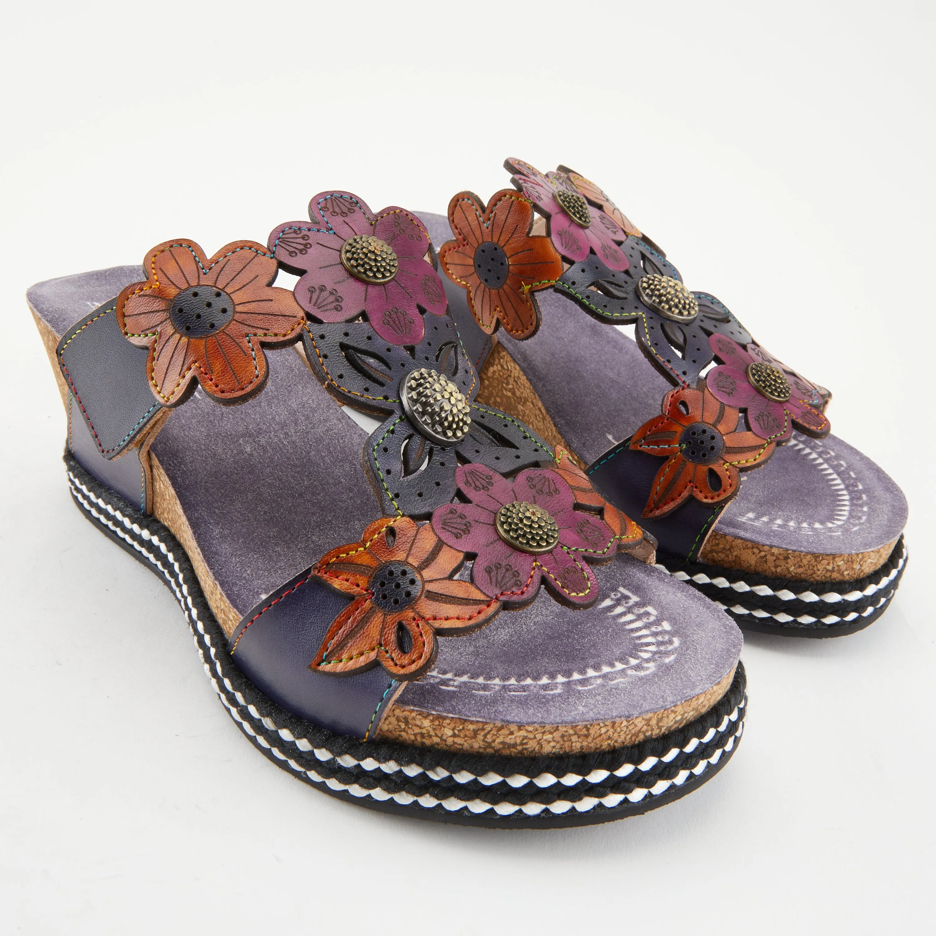 Spring Step Shoes L'Artiste Damour Slide Sandals Women’s Leather Multi Color