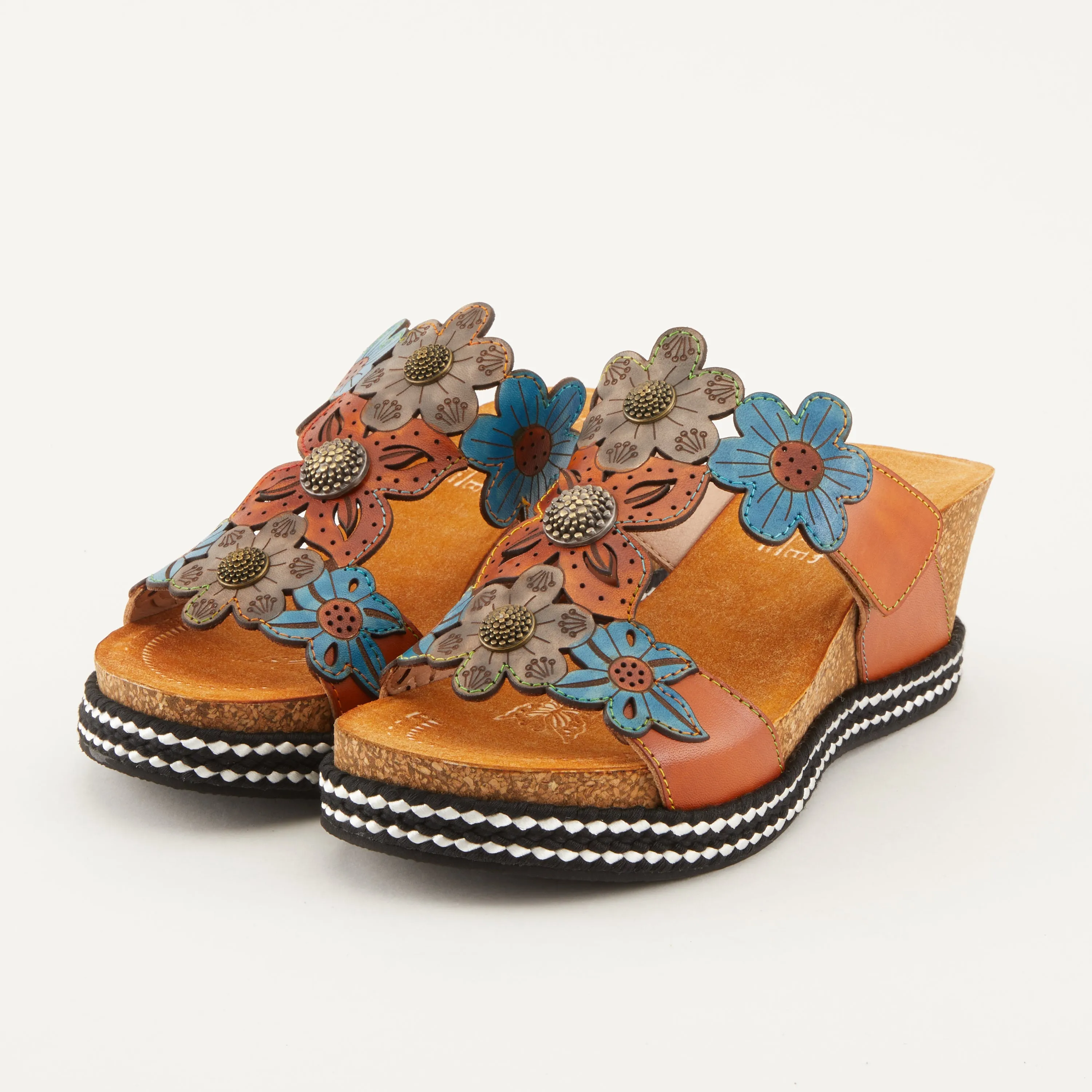 Spring Step Shoes L'Artiste Damour Slide Sandals Women’s Leather Multi Color