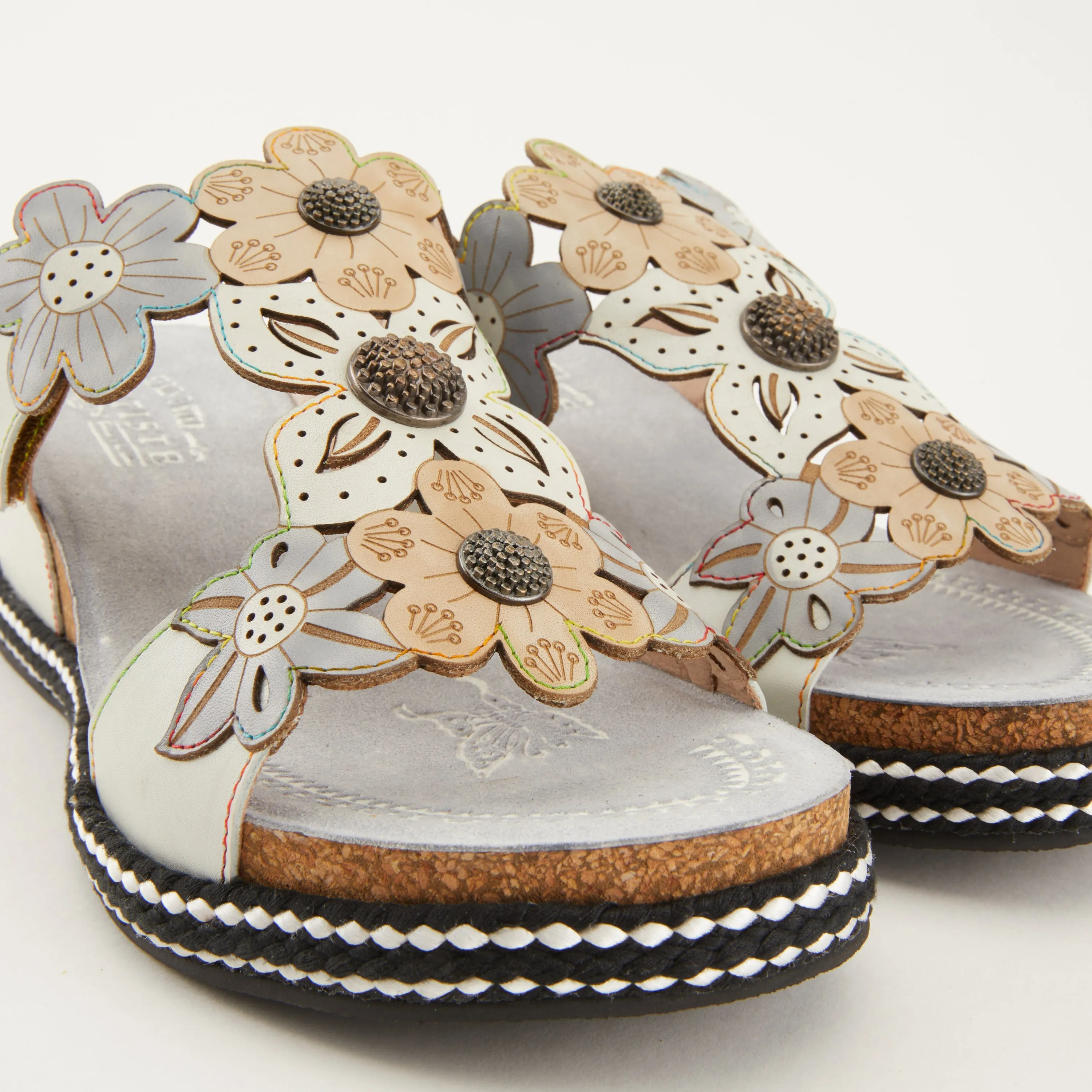 Spring Step Shoes L'Artiste Damour Slide Sandals Women’s Leather Multi Color