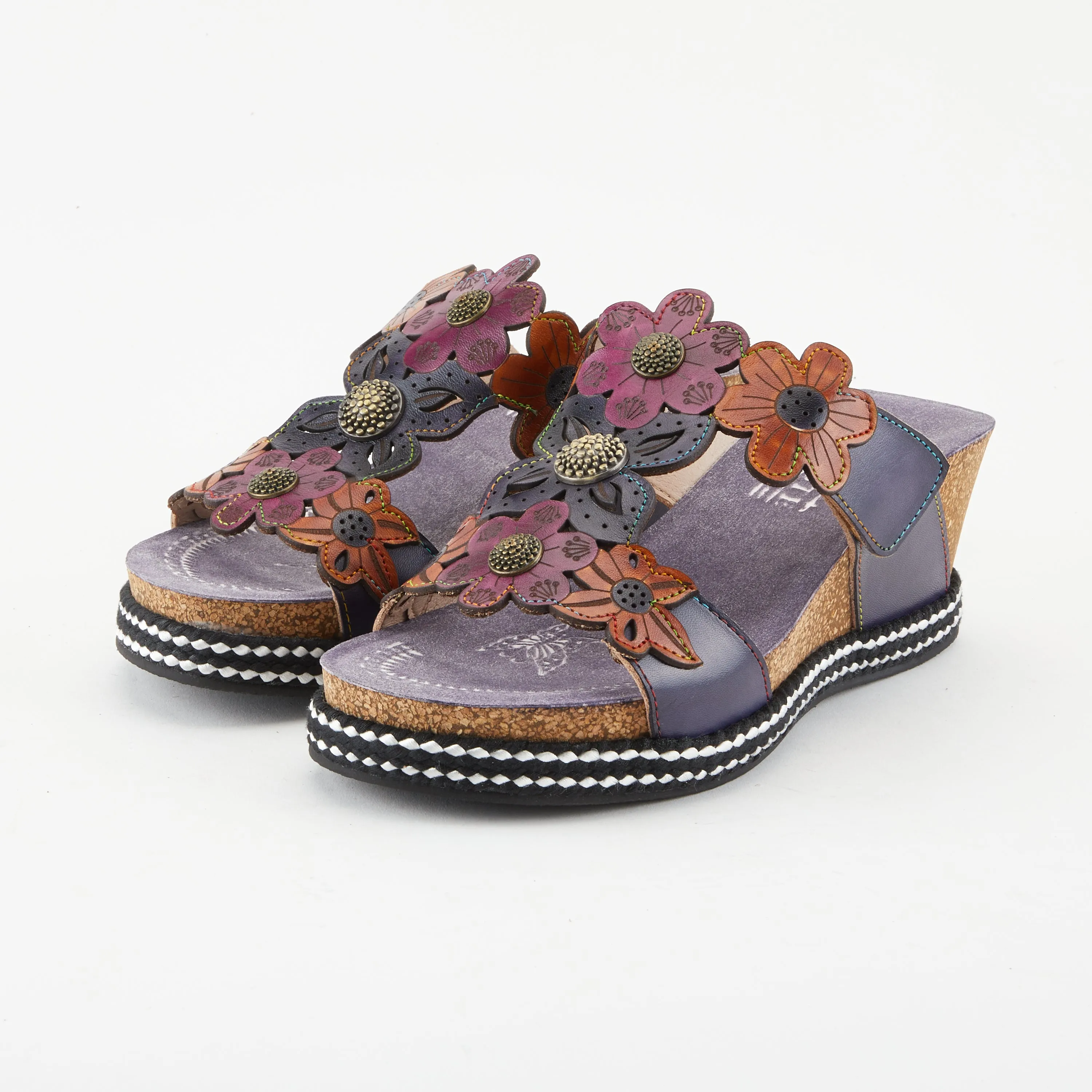 Spring Step Shoes L'Artiste Damour Slide Sandals Women’s Leather Multi Color