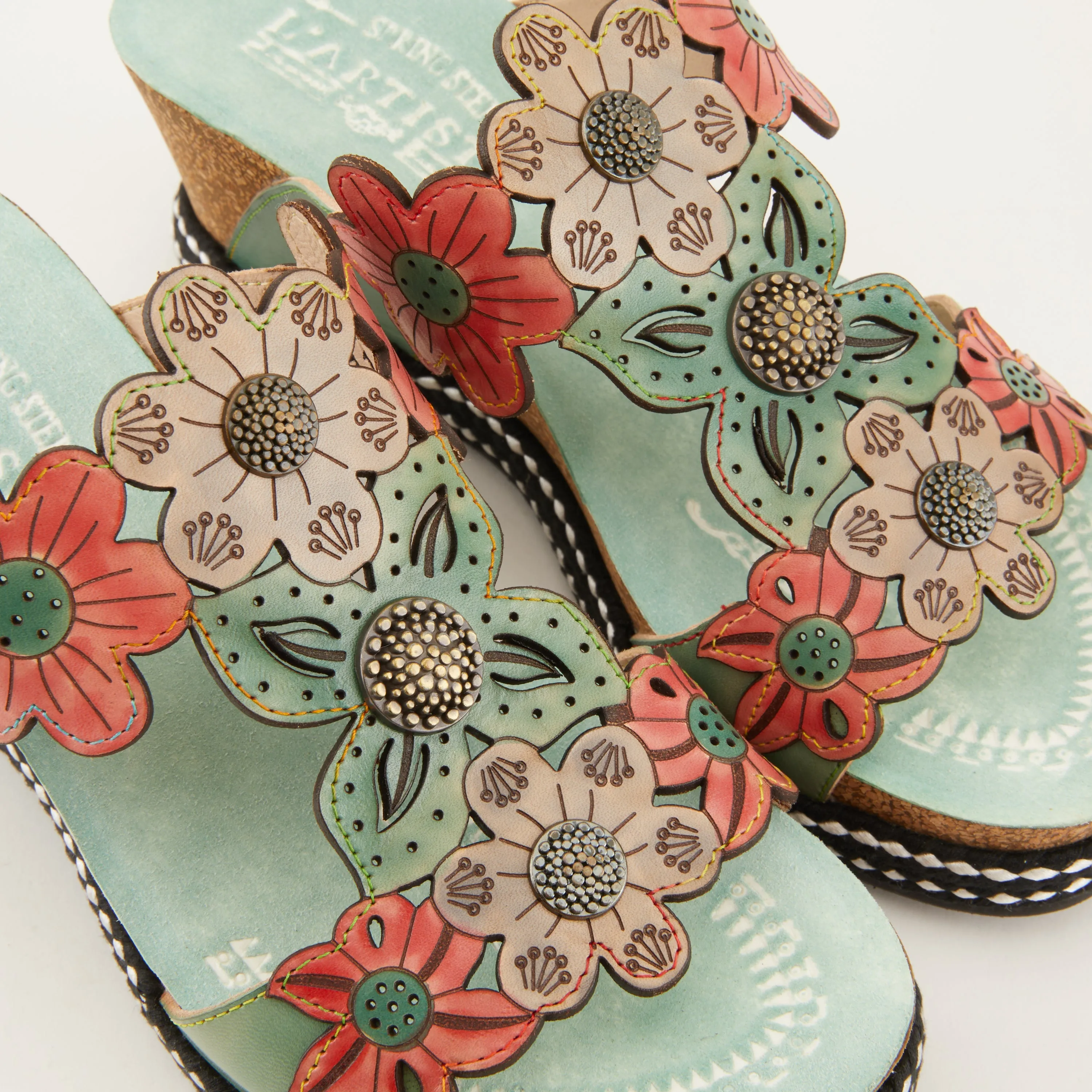 Spring Step Shoes L'Artiste Damour Slide Sandals Women’s Leather Multi Color