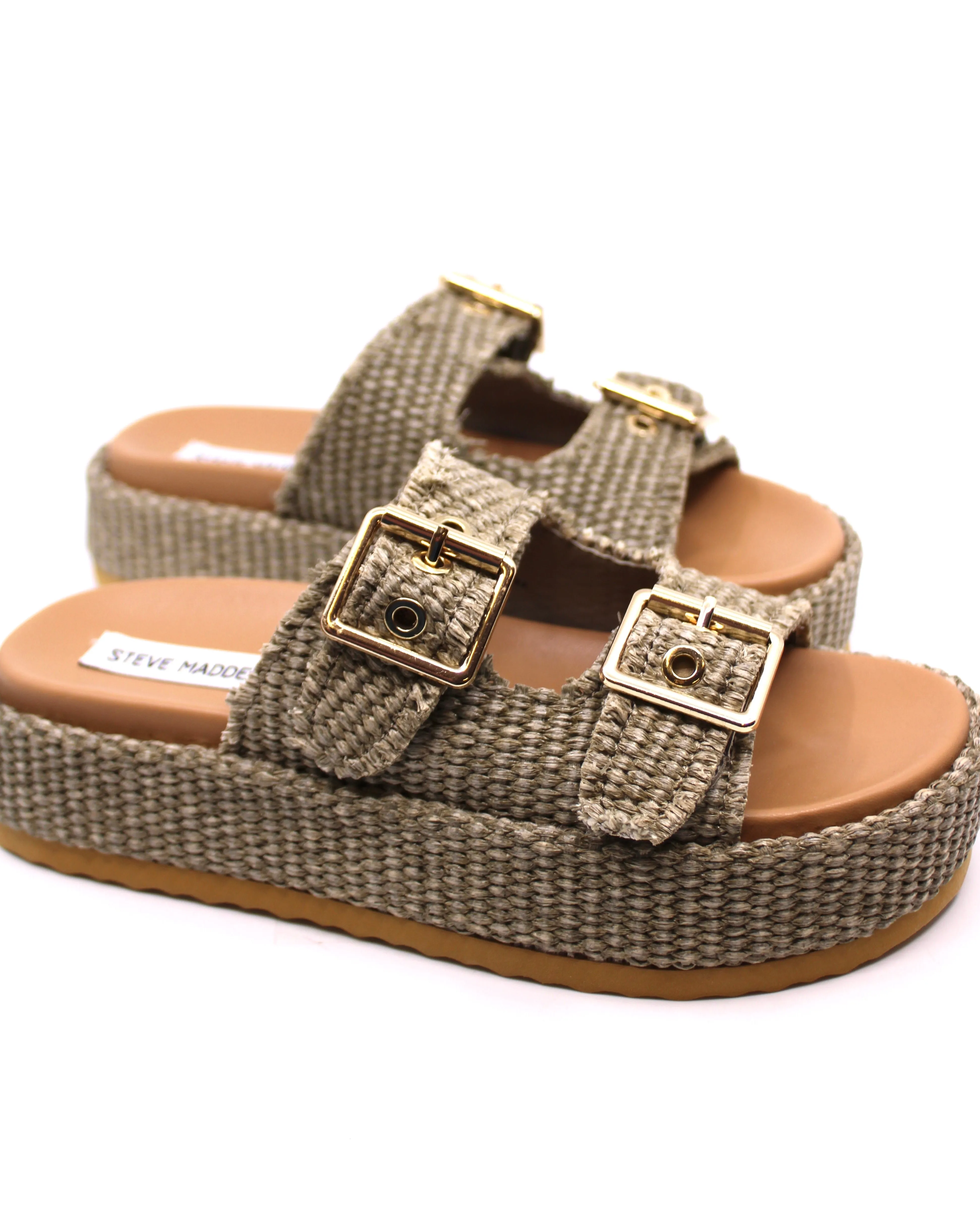 Steve Madden Karrigan Olive Raffia