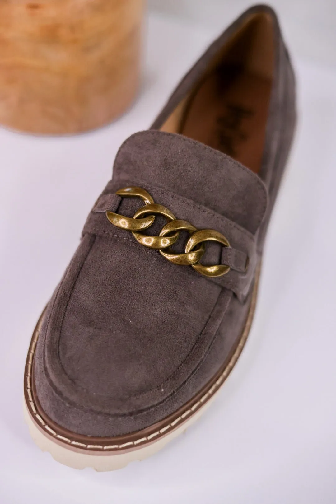 Stone Gray Loafers with Chain Detail FINAL SALE