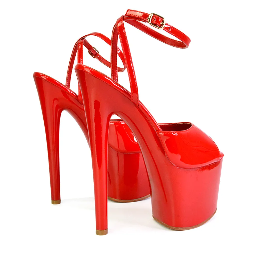 Sunshine Strappy Peep Toe Stiletto High Heel Platform Shoes in White