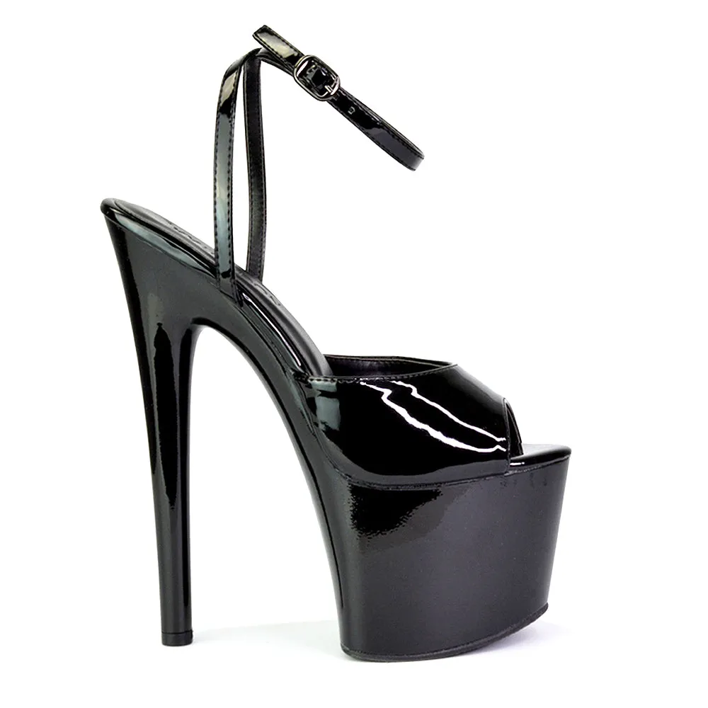 Sunshine Strappy Peep Toe Stiletto High Heel Platform Shoes in White