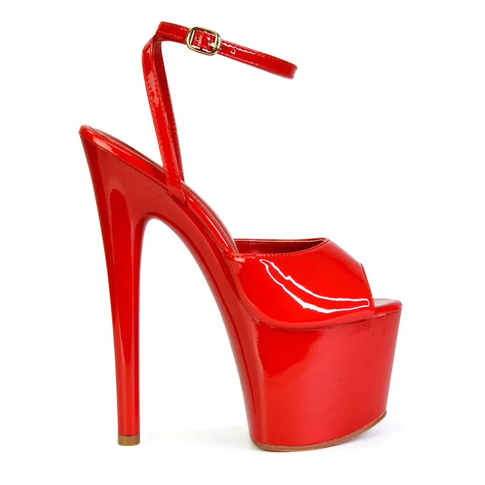 Sunshine Strappy Peep Toe Stiletto High Heel Platform Shoes in White