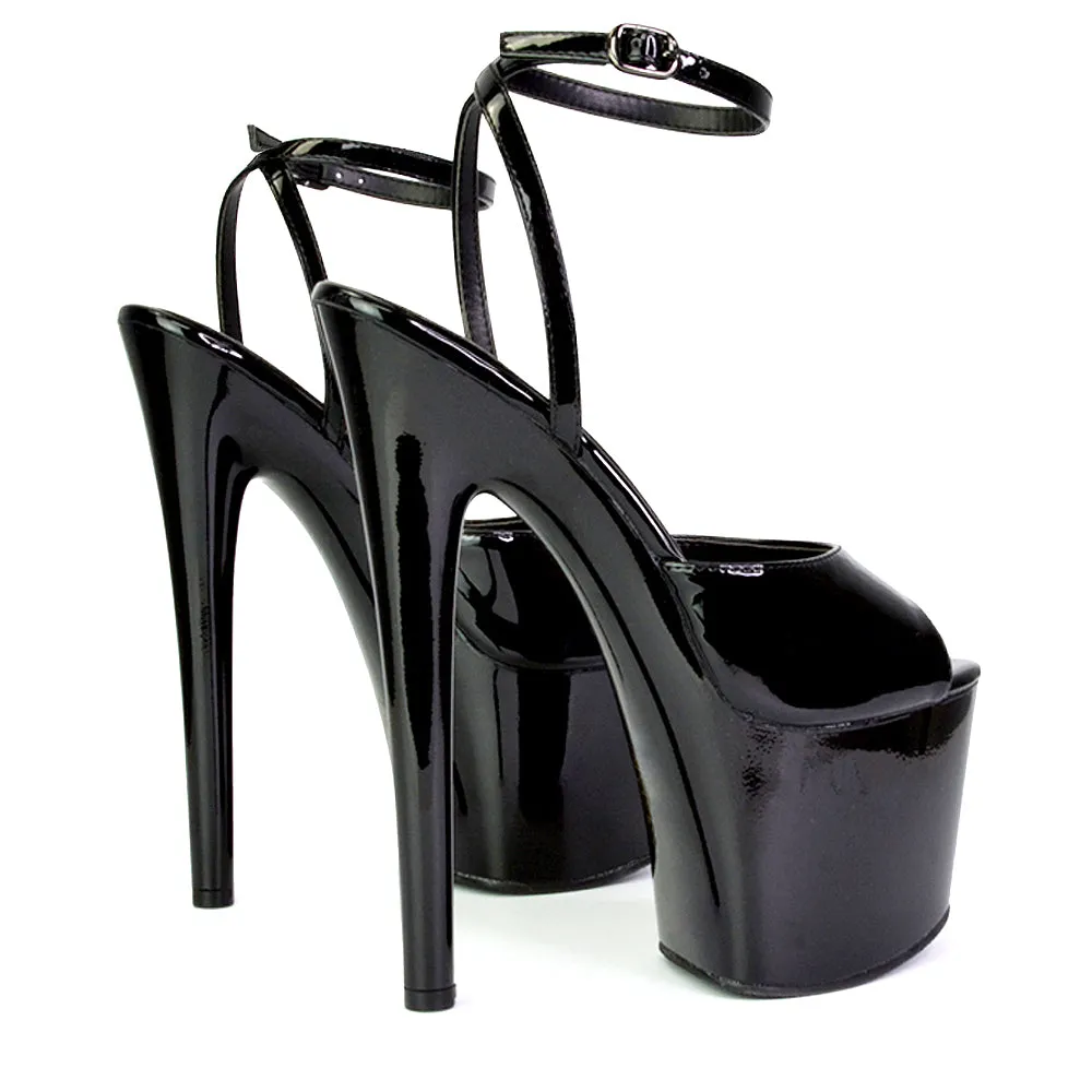 Sunshine Strappy Peep Toe Stiletto High Heel Platform Shoes in White