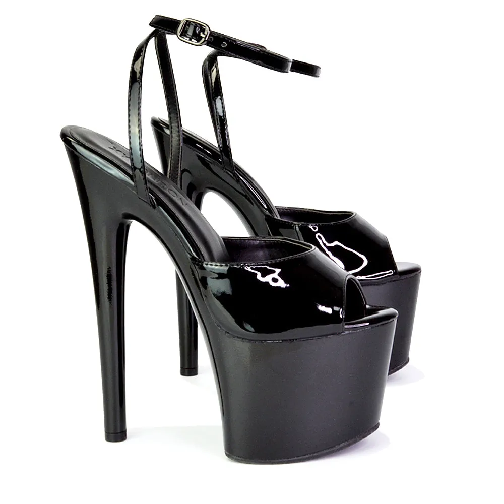 Sunshine Strappy Peep Toe Stiletto High Heel Platform Shoes in White
