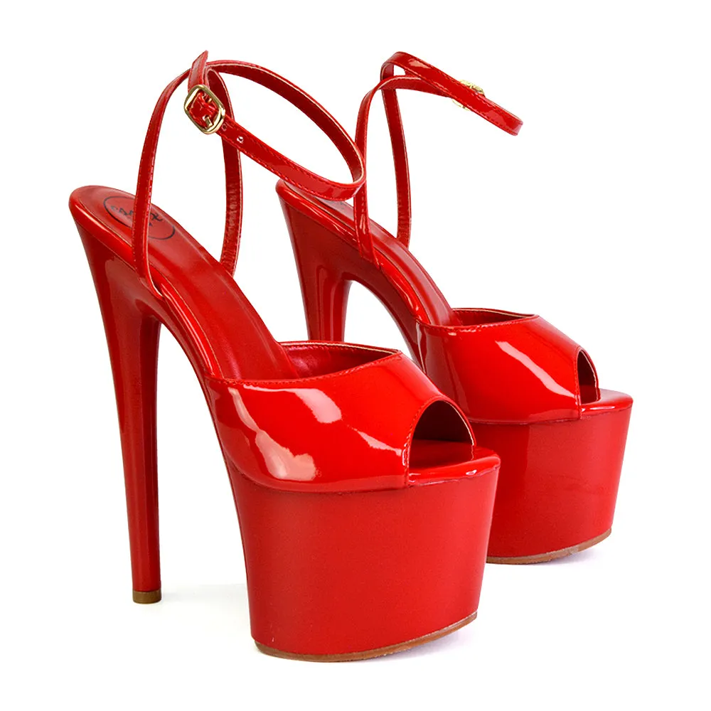 Sunshine Strappy Peep Toe Stiletto High Heel Platform Shoes in White