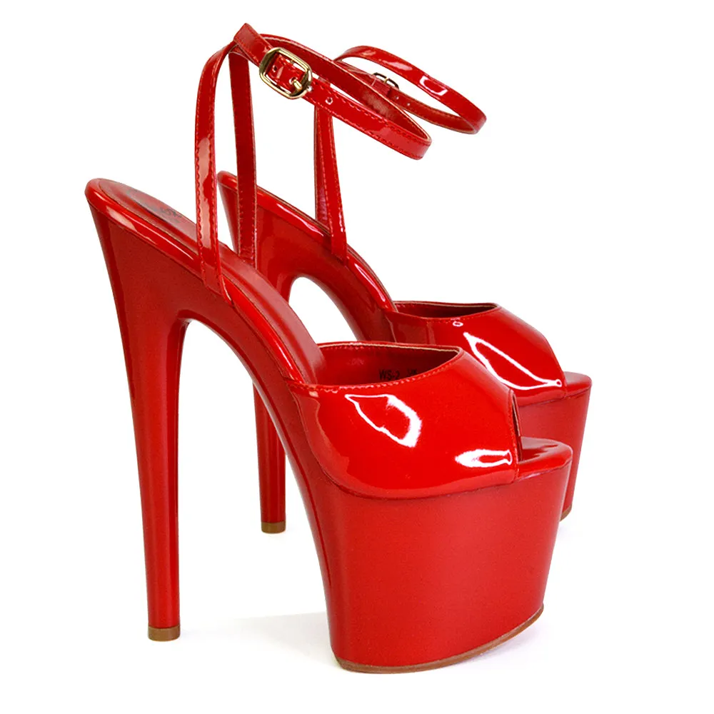 Sunshine Strappy Peep Toe Stiletto High Heel Platform Shoes in White