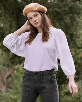 The Great - The Pleat Sleeve Tee in True White