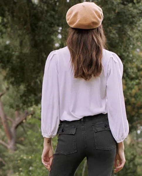 The Great - The Pleat Sleeve Tee in True White