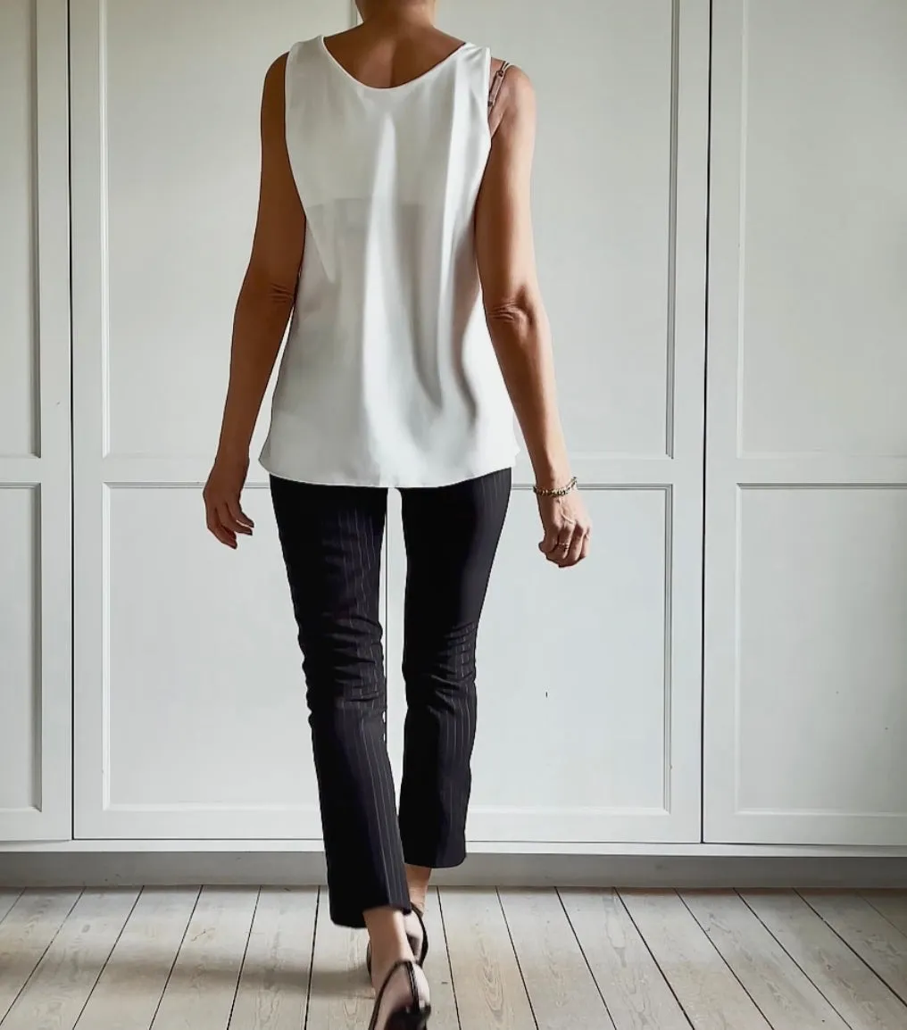 TOP WITH WATERFALL - WHITE